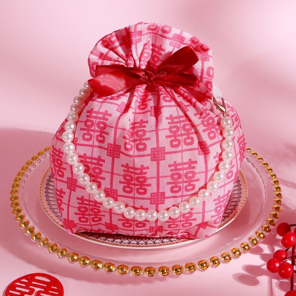 Satin Bow Flower Tassel Knot Wrist Bag Ribbon Bowknot Handbag Wedding