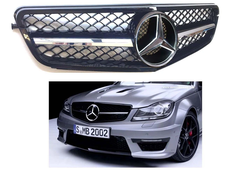 08-14 Clase C C63 Estilo Negro Rejilla Facelift C63 Parachoques C250 C300 C200 C350 Foto 3 de 4