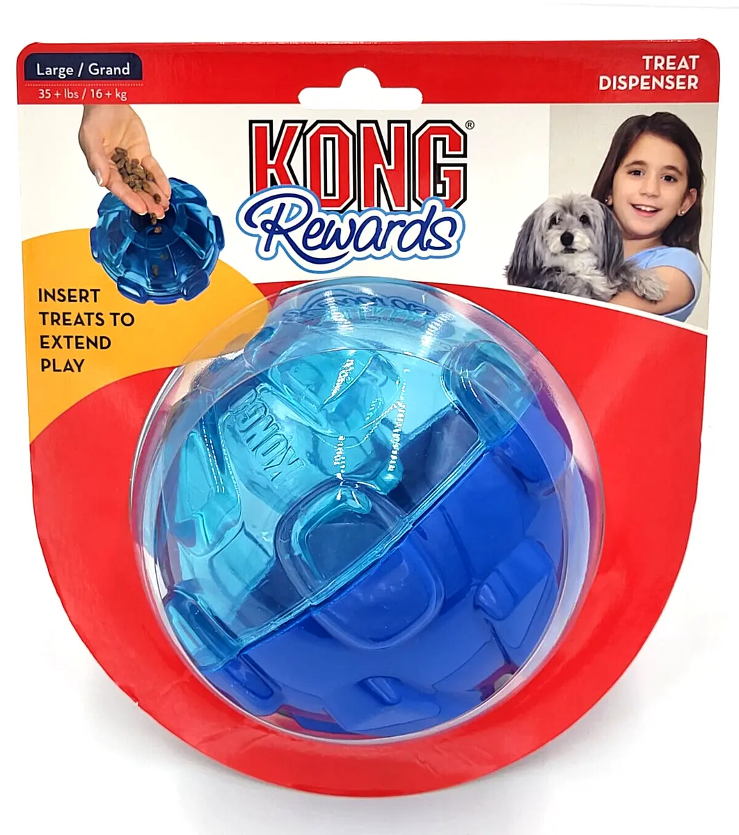 KONG Rewards Ball LARGE Bounce & Roll Treat Dispensing Dog Puzzle Toy 4.75