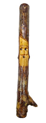13  Carved Wood Branch Stick Tree Spirit Folk Art Face Wizard Vtg 95