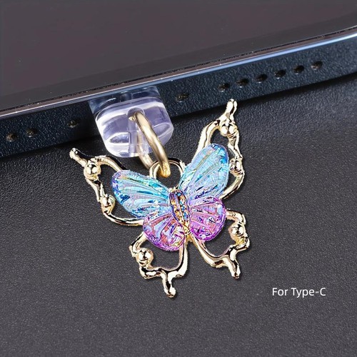 Glitter Butterfly Phone Dust Plug Accessories Decoration Hanging Pendant - Zdjęcie 5 z 24