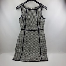 Talbots Petites Womens Fit Flare Midi Dress Sleeveless Lined Black White 10P