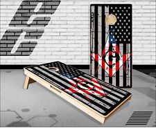 Masonic American Flag Cornhole Boards Bean Bag Toss Game