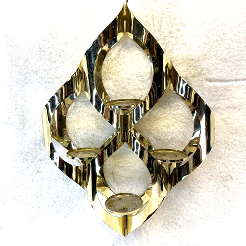 Vintage Mid Century Modern Mascot Gold Tone Hanging Brass Candle Holder 18"
