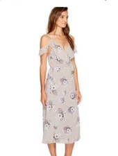 NWT BISHOP & YOUNG Burnout Gray Blue Wrap A Line Dress Xs