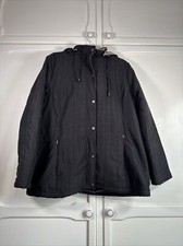 BHS Essentials Winter Coat Size Large With Hood Black 60cm Pit To Pit