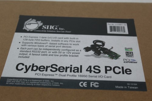 Nowy! SIIG CyberSerial 4S PCIe Dual Profile 16950 Szeregowa karta I/O JJ-E40011-S3 - Zdjęcie 2 z 4