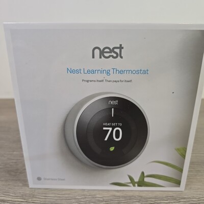 Google Nest 3rd Gen Smart Learning Thermostat - Stainless Steel (T3007ES)