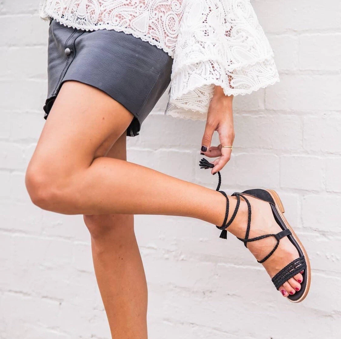 Bared Footwear Galah Sandals Black Leather Size 38 Flat Summer