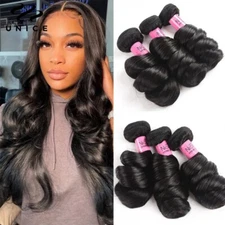 UNice Peruvian Loose Wave 1-3 Bundles Virgin Human Hair Extensions Weave Weft US