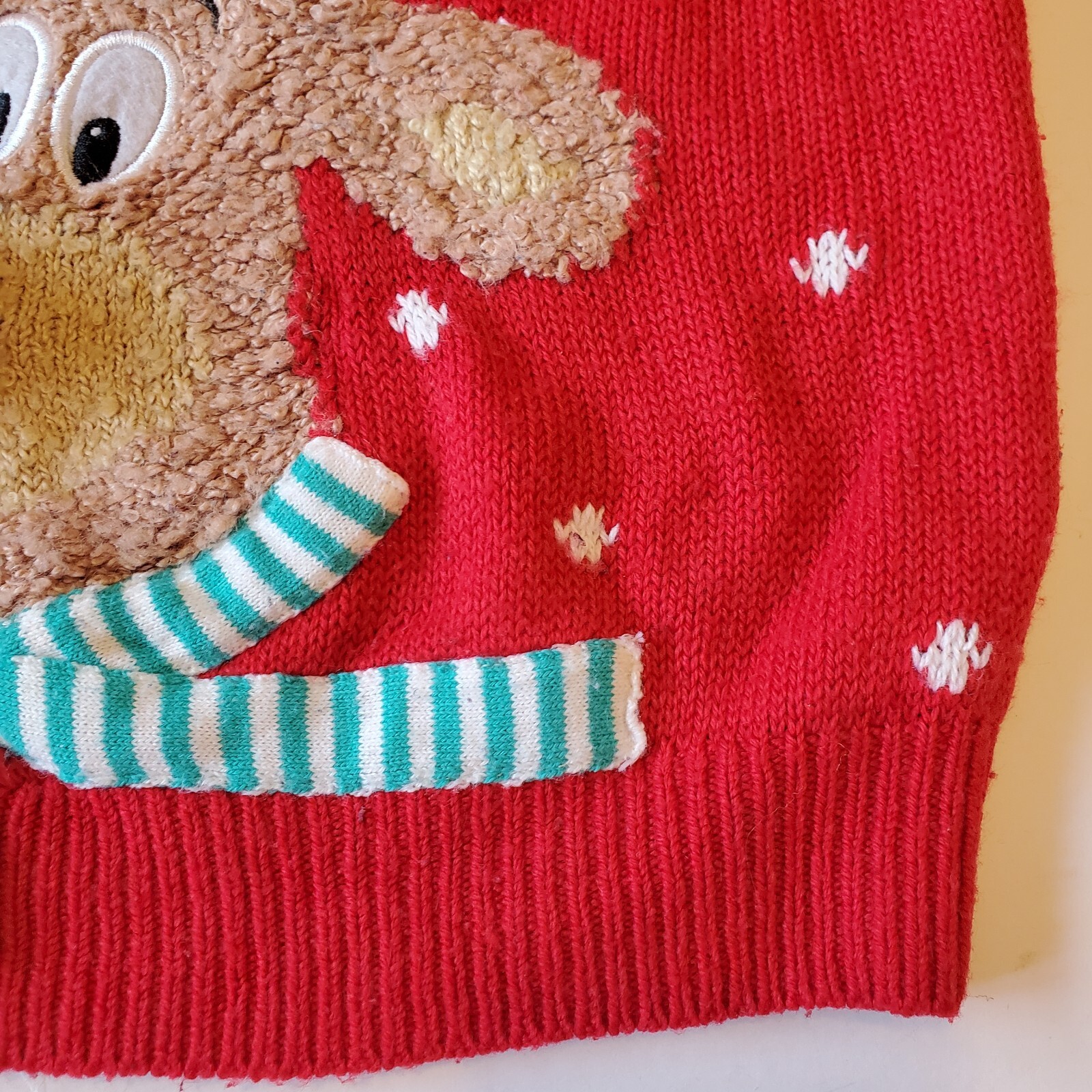 Asda Christmas Jumper Reindeer Red Kids Age 23 Good Condition