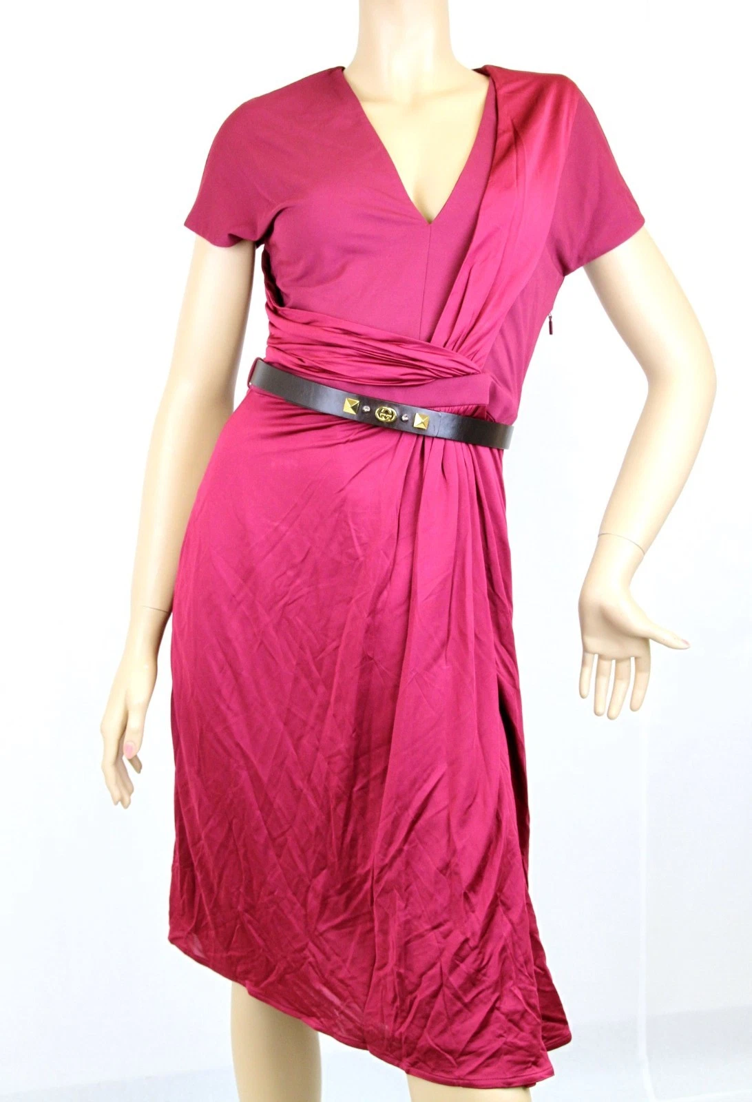 Robe à col en V authentique Gucci NEUVE avec ceinture GG, S, 271398