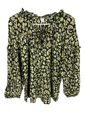OLD NAVY Top M Green Floral Boho Ditzy Fairy Cottagecore Beachy Romantic Ruffle