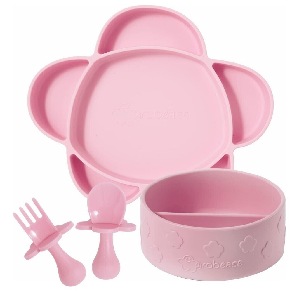 Baby Essentials Feeding Set - Complete 4-Piece Set for Baby-Led Weaning - pink