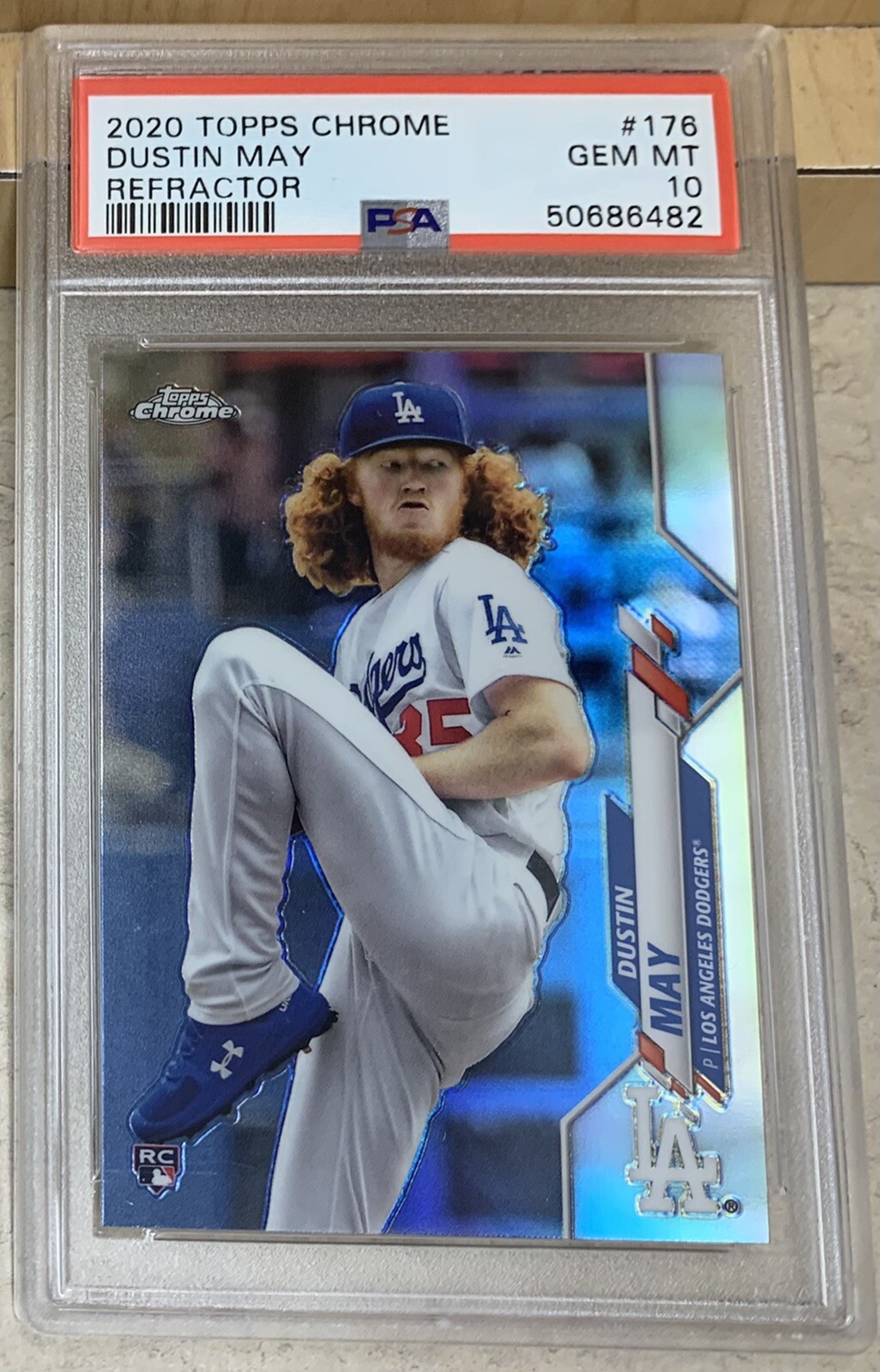 2020 Topps Chrome Refractor DUSTIN MAY #176 Rookie Gem Mint PSA 10 Dodgers