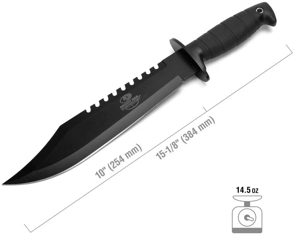 Mossy Oak Survival Hunting Knife W/Sheath 15'' Fixed Blade Tactical Bowie Knife - Image 3 of 4