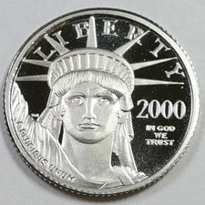 2000 Proof 1/10 oz Platinum Eagle Statue Liberty $10 US Coin #60529 3299.50 per troy oz