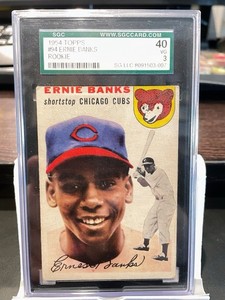 1954 Topps Baseball #94 Ernie Banks Rookie Card Graded SGC 3