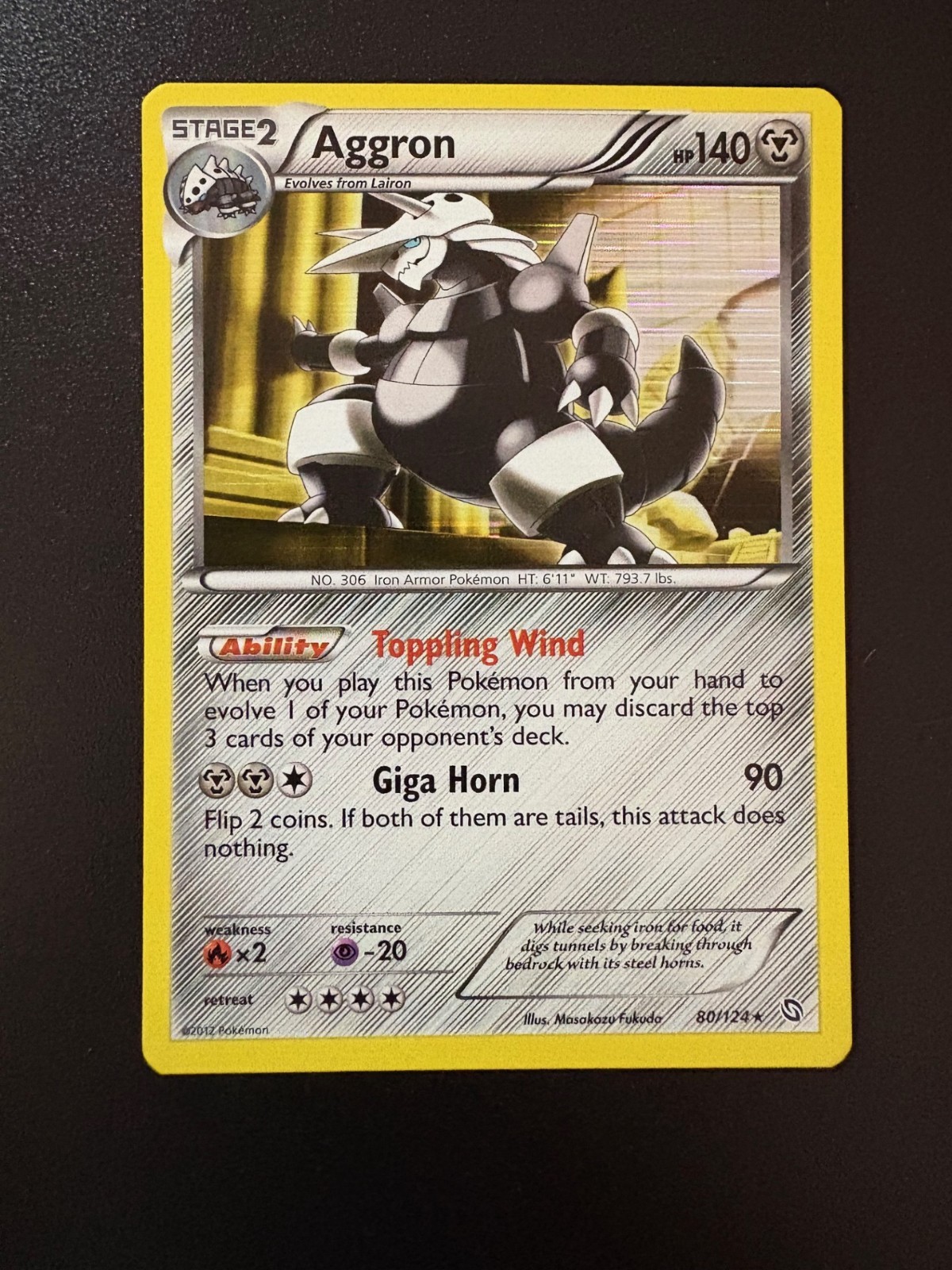 Pokemon TCG: 2012 Dragons Exalted Holo Rare Aggron (80/124) NM