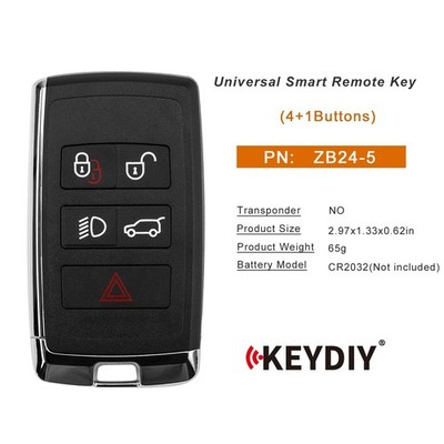 KEYDIY KD ZB24-5 Universal Smart Remote Key 4+1 Buttons for Land Rover Style