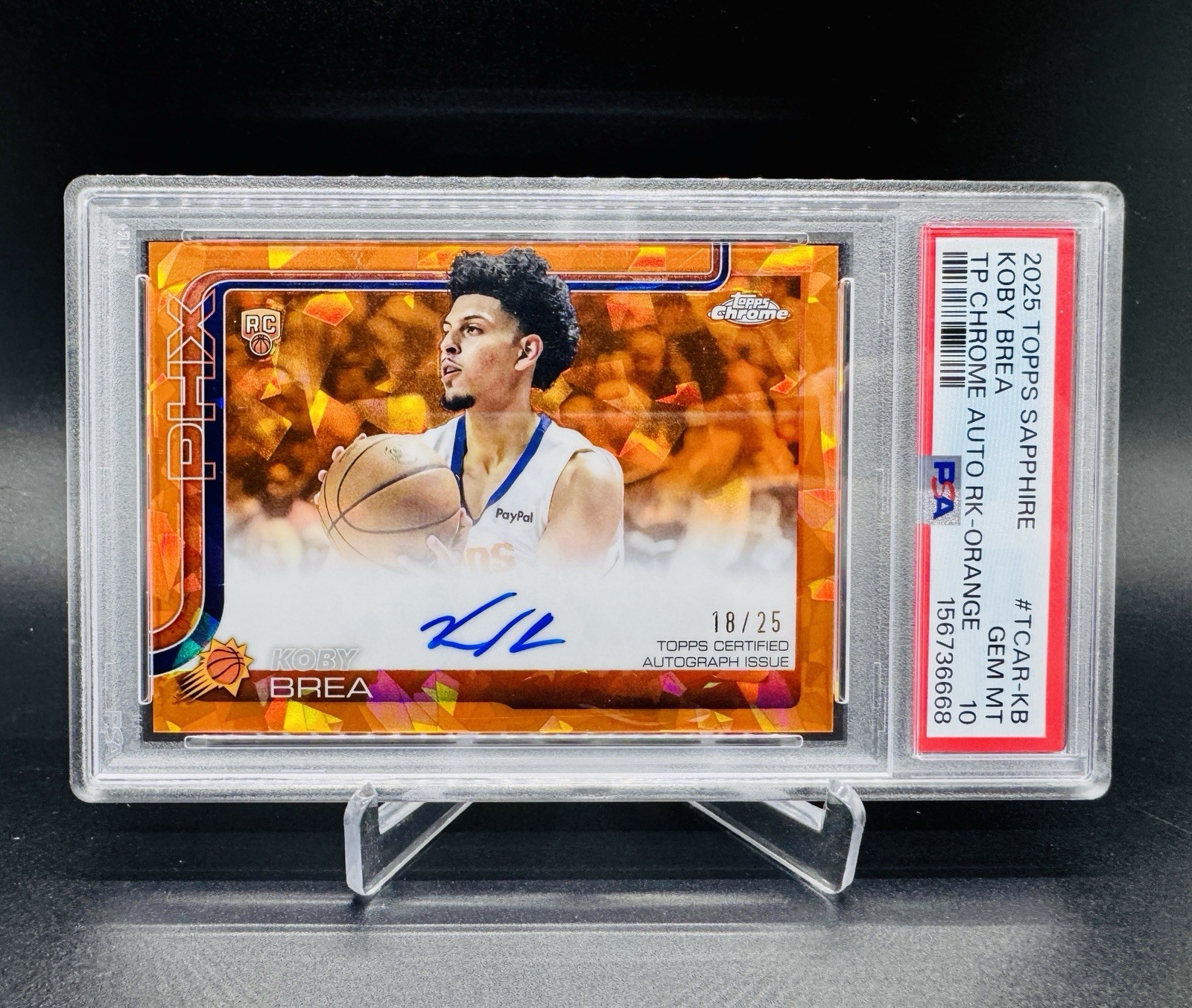 KOBY BREA 2025-26 Topps Chrome Orange Sapphire PSA 10 Rookie RC AUTO SSP /25 ☄️