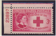 United States Stamp Scott #967, MNH, Plate Number Single, Clara Barton