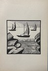 René QUILLIVIC Gravure sur bois woodcut bretagne mer marine vague seiz breur