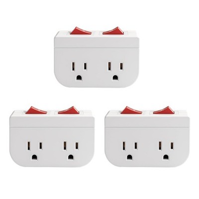 Oviitech Grounded Outlet Wall Tap Adapter with Red Indicator On/Off Power Switch