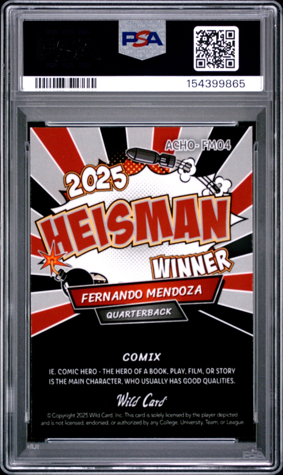 2025 WILD CARD ALUMINATION COMIX FERNANDO MENDOZA FERNANDO MENDOZA 1/1 PSA 10 view 2