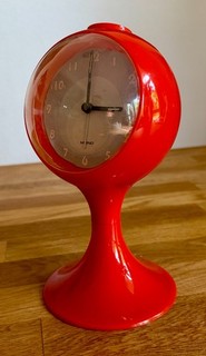 Mono Tischuhr Wecker orange rot 70er Jahre Panton Space Age Retro