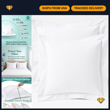 2 Pack 26x26 Euro Pillow Shams - 600TC Organic Cotton White Square Covers, Soft
