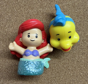 Disney Mini Figure Lot: Ariel & Flounder, Belle & Mrs. Potts, Elsa