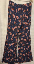Anthropologie Pants Womens Sz 6 Blue With Flowers Print Wide Leg Palazzo NWOT