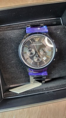 New-Emporio Armani AR2453 Black Dial Chronograph Black Men s Watch