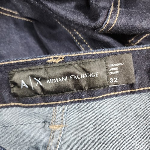 A|X Armani Exchange Jeans MENS 32X26 Dark Wash Straight Leg Blue Denim - Picture 9 of 13