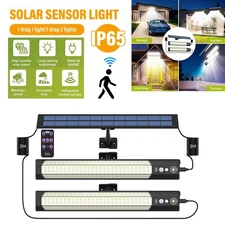 Solar Power Double Head LED Pendant Light Garage Shop Lamp Shed Barn Gazebo Yard