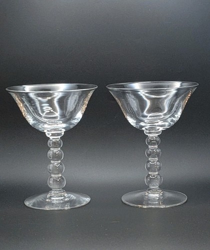 2 Vtg Imperial Glass Candlewick Stem Martini Champagne Wine Sherbet 4Oz Glasses