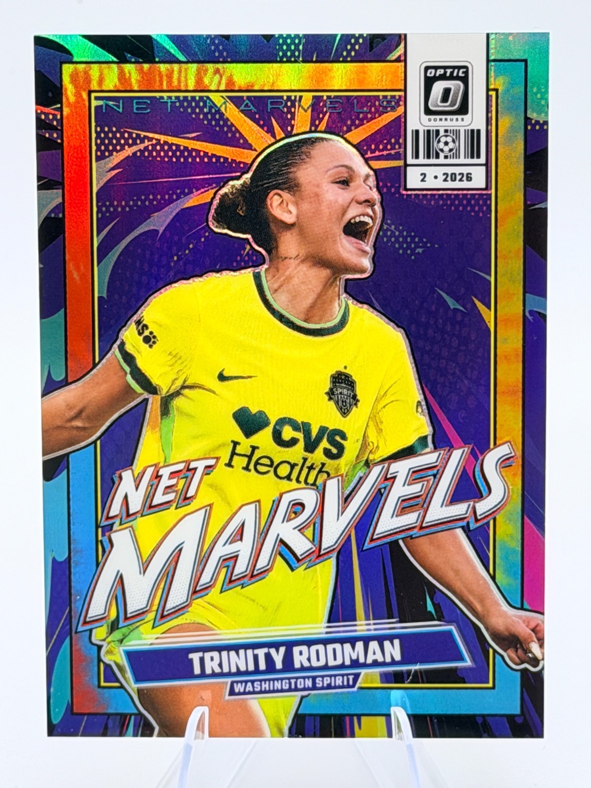 Trinity Rodman 2026 Donruss Optic NWSL Net Marvels Tie-Dye Prizm #d /25 Spirit