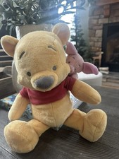 Disney Parks Winnie the Pooh and Piglet on Back 16" Plush Rare Excellent cond