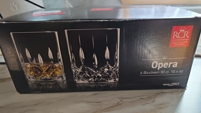 RCR Crystal Glass Tumblers Opera Set of 6 Brand New in the Box 10.14 Oz