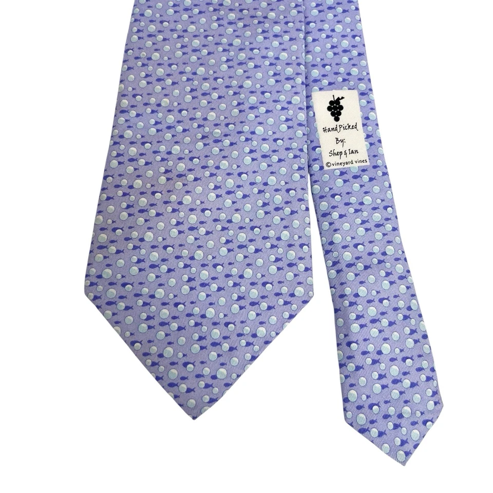 Corbata de peces y burbujas de seda lila Vineyard Vines para hombre EE. UU. 3,75" (W) x 58,5" (L) guc Foto 2 de 4