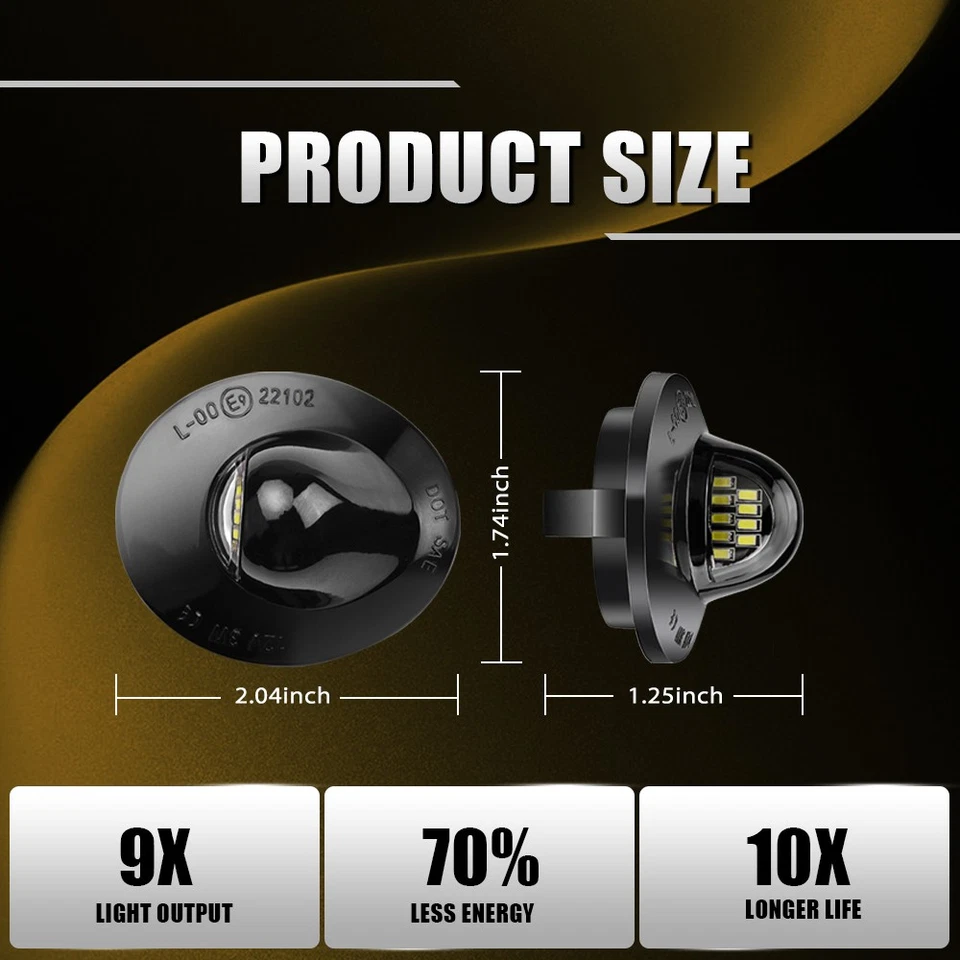 LED License Plate Light w/Wiring Harness Socket for 99-16 Ford F250 F350 F450 SD - Image 2 of 4