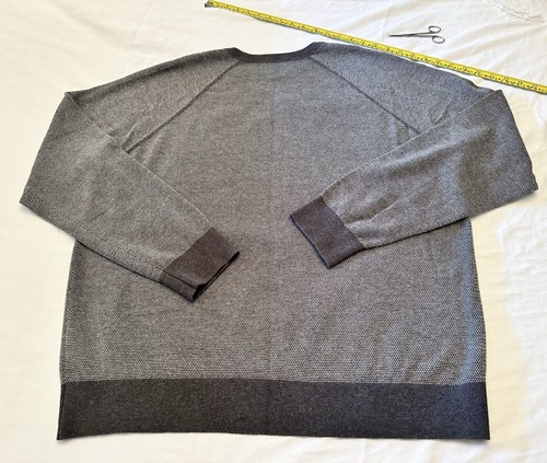 VINCE Luxurious WOOL CASHMERE CREWNECK Birdseye RAGLAN MEN SWEATER XL GRAY Soft - Picture 6 of 9