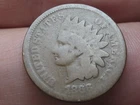 1866 Indian Head One Cent Penny- About Good Details, Brown, Reverse Die Break