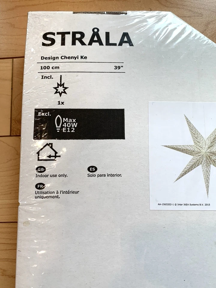Ikea STRALA Star Light Pendant Shade 39" Large White Silver 103.108.51 NEW - Image 4 of 4