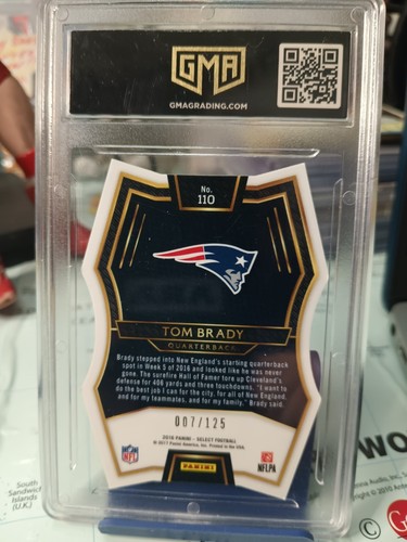 2016 Select Tom Brady Light Blue Prizm Die-Cut Premier #110 Patriots 7/125 GMA 8 - Picture 2 of 3