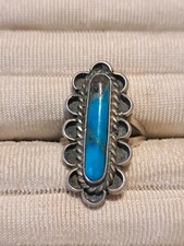 VTG Native American Sterling Silver Turquoise Sz-8.25, 7 grams