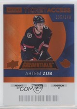 2021-22 Credentials 2020-21 Debut Ticket Access Orange 135/149 Artem Zub #67 g5i