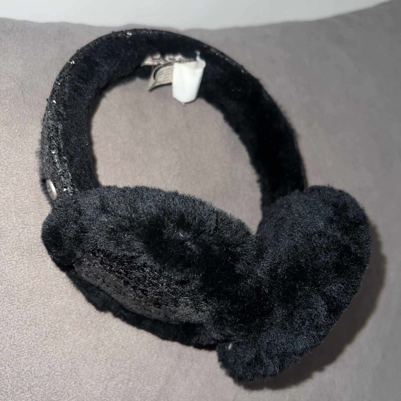 UGG Earmuffs Black Shearling Sheep Skin With Sparkle