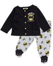 BATMAN Baby Boys Newborn Outfit with Snap Shirt and Baby Footed Pants Baby